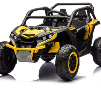 Masinuta electrica pentru 2 copii Nichiduta Super Truck UTV Go Yellow cu telecomanda 2.4G,acumulator 12V7Ah, doua motoare, usi cu deschidere, roti rezistente,faruri cu lumini LED,mufa USB,MP3,Bluetooth,centuri siguranta