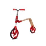 Trotineta pentru copii Sun Baby 006 EVO 360 Red, transformabila in bicicleta de echilibru fara pedale, vasrta 3-5 ani, greutatea maxima 20 kg, roti mari cauciucate, frana de picior pe roata din spate