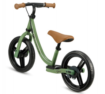 Bicicleta pentru copii Kinderkraft Space Light Green fara pedale, cu suport picioare, frana de mana, greutate admisa 35 kg