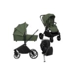 Carucior 4 in 1, Lionelo, Mika Plus, Cu scoica auto Moxie Black Carbon cu baza rotativa 360, Reversibil, Cu sistem de ventilatie 3D, Cu accesorii, Pana la 22 kg, EN1888-1 EN1888-2 EN1466 ECE R129, Verde