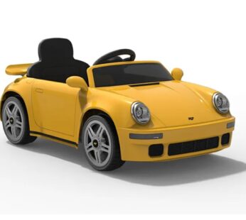 Masinuta electrica pentru copii cu licenta Porsche RUF CTR Galben echipare premium,telecomanda 2,4G,2 motoarex45w,roti EVA,scaun din piele,suspensii,sistem troller,bluetooth,display baterie,usi cu deschidere,lumini LED,muzica