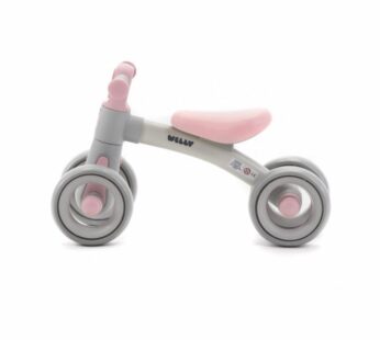 Bicicleta de echilibru pentru copii, Adamex Welly, cu 4 roti, 3 moduri de iluminare LED in ghidon, testata EN71, Grey Pink