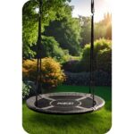 Leagan tip cuib pentru copii Neo-Sport Gri XXL, 120 cm, material impermeabil, cadru din otel, greutate suportata 150 kg