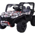 Masinuta electrica pentru copii Novokids Buggy Mini UTV cu faruri luminoase, telecomanda, 3-6 ani , max 30 kg, 3 viteze, model Offroad Alb