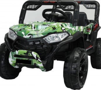 Masinuta electrica pentru copii Novokids Buggy Mini UTV cu faruri luminoase, telecomanda, 3-6 ani , max 30 kg, 3 viteze, model Offroad Verde Camuflaj