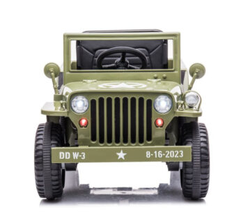 Masinuta electrica pentru copii Olive Green, tractiune integrala 4×4, motor 4x45W, baterie de 12V7Ah, cu telecomanda de 2.4G, sistem audio integrat USB si Bluetooth, faruri luminoase, Roti EVA, viteza 3.5-4 kmh