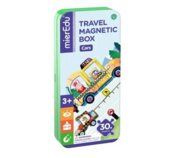 Puzzle magnetic in cutie metalica, joc de potrivire si asociere – Masini
