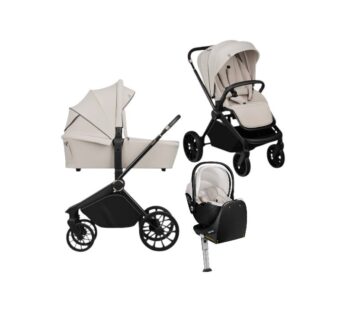 Carucior 4 in 1, Lionelo, Mika Plus, Cu scoica auto Moxie Bej cu baza rotativa 360, Reversibil, Cu sistem de ventilatie 3D, Cu accesorii, Pana la 22 kg, EN1888-1 EN1888-2 EN1466 ECE R129, Bej