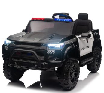 Masinuta electrica de politie pentru 2 copii, Kinderauto Police Patrol, 4×4, 800W, 24V, dotari premium, neagra