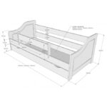 Patut din lemn si MDF Nichiduta Lili Alb 140x80 cm + bariera de siguranta 90 cm,margini rotunjite,materiale si vopsele sigure pentru copii