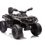 Atv electric pentru copii Can Am Outlander black, 4 motoare x 200W, scaun cu piele ecologica, roti eva, lumini led, panou multimedia usb, sd, mp3 si bluetooth