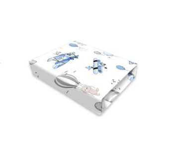 Cearceaf cu elastic, MimiNu, Pentru patut 120X60 cm, Din bumbac certificat Oeko Tex Standard 100, Blue Plane