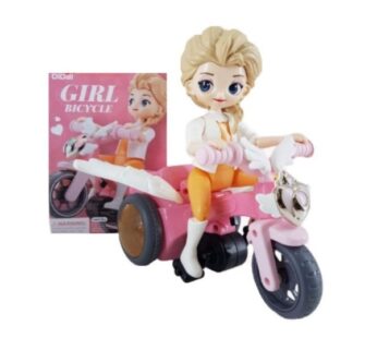 Papusa pe Motocicleta Roz, Jucarie Interactiva pentru Fetite – Girl Bicycle
