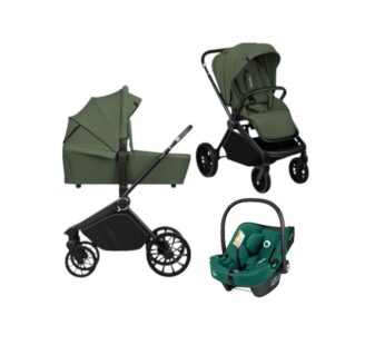 Carucior 3 in 1, Lionelo, Mika Plus, Cu scoica auto Verde testata ADAC, Reversibil, Cu sistem de ventilatie 3D, Cu accesorii, Pana la 22 kg, EN1888-1 EN1888-2 EN1466 ECE R129, Verde