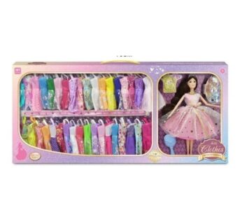 Papusa Printesa cu Garderoba Completa, 36 Rochii si Accesorii