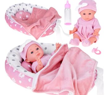 Papusa cu cosulet si accesorii, Roz