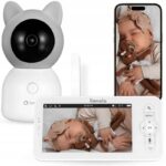 Video monitor, Lionelo, Babyline 9.2. AI, 5 inch, Camera Full HD, Zoom digital 4x, Aplicatie, Tehnologia AI cu detectare a miscarii, Recunoasterea motivului plansului, Melodii, Zgomote albe, Mod nocturn, Alb