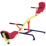 AIYAPLAY Balansoar pentru Copii Rotativ 360°, Capacitate 200kg, 2 Locuri cu Mânere Antiderapante, Scaune Capitonate, Spătar, Roți, 253x96x75 cm, 3-12 Ani | Aosom Romania