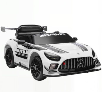 AIYAPLAY Mașinuță Electrică pentru Copii 3-8 Ani Mercedes-AMG 12V cu Telecomandă, Lumini LED, Roți de Transport, Alb | Aosom Romania