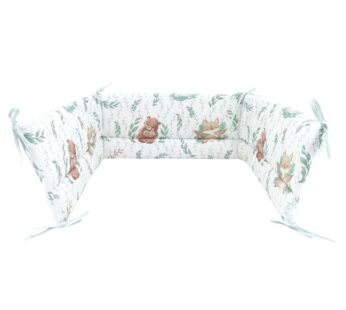 Aparatoare pentru patut, MimiNu, Din bumbac certificat Oeko Tex Standard 100, 180×30 cm, Cu panglici, Lulu Natural