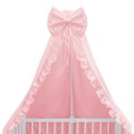 Baldachin pentru patut MimiNu cu funda si volanas 210x145 cm Colectia Royal Powder Pink