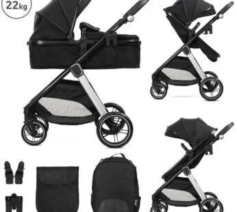 Carucior Set 2 in 1 Aspen Transformabil Set Adaptori pentru Cos Auto pana la 22Kg Black