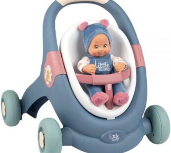 Carucior pentru papusi Smoby Baby Walker 3 in 1 cu papusa