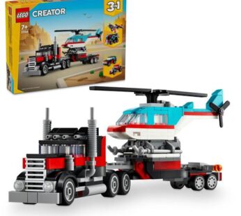 LEGO® Creator 3 in 1 – Camioneta-platforma cu elicopter 31146, 270 piese