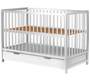 Patut copii din lemn Hubners Dominic 120×60 cm alb cu sertar