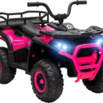 Atv electric pentru copii Nichiduta Desert XRobust 4x4 Speed Rose Red cu telecomanda,4 motoare, acumulator 24V 4.5Ah,suport picioare,efecte sonore,faruri cu lumini LED,pornire la buton, pedala acceleratie