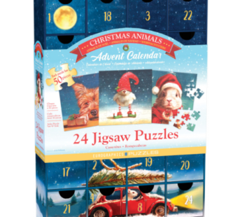 Calendar de Advent Animalutele si Craciunul, 24 puzzle-uri, 50 piese
