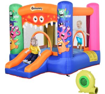 Outsunny Casă de Joacă Gonflabilă, Castel cu Tobogan și Trambulină, pentru Copii, 2.9x2x1.6m | Aosom Romania