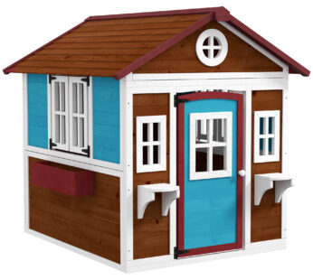 Outsunny Căsuță copii exterior casă de joacă exterioară cu ușă ferestre și jardiniere 114 x 126,4 x 135 cm Maro | Aosom Romania