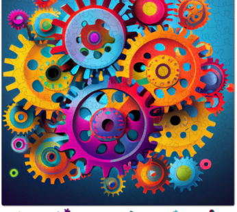 Puzzle din lemn – Abstract – Colorful Gears | Woodmix Puzzles