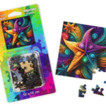 Puzzle mic din lemn - Abstract - Rainbow Starfish | Woodmix Puzzles