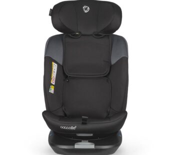 Scaun auto rotativ cu Isofix Coccolle Atira iSize R129, pentru copii de 40-150 cm sau 0-36 kg, Top Tether, Centuri in 5 puncte, Pozitie de somn, Tetiera reglabila, Carcasa ranforsata metalic, Cu spuma de memorie in 3 straturi, Diamond Black