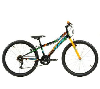 Bicicleta Copii DHS Turbo – 24 Inch, Negru-Portocaliu