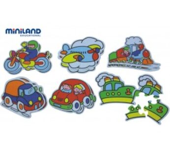 Miniland – Puzzle tematic cu mijloace de transport 3-5 piese