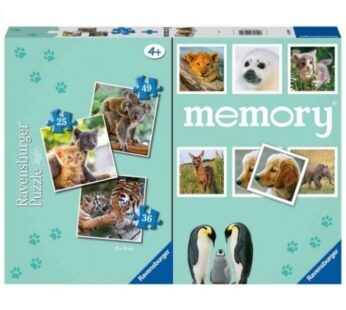 Puzzle + Joc Memory Animale, 25 36 49 Piese