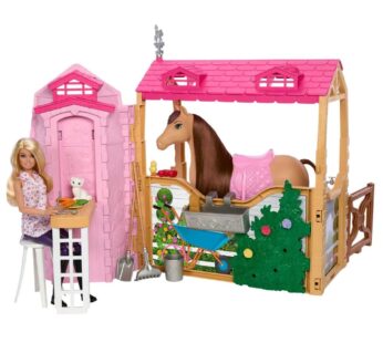 Set de joaca cu papusa si cal Barbie Mysteries Grajdul Suprem
