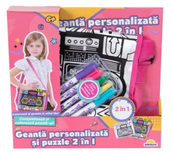 Geanta personalizata si puzzle 2 in 1, Pretty Pinky, Hipster
