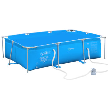 Outsunny Piscină Supraterană cu Filtru și Supapă din Oțel/PVC 292x190x75cm Albastru Perfectă pentru Adulți și Copii în Grădină | Aosom Romania