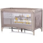 Patut pliabil pentru copii Chipolino Ariel Latte 120x60 cm, doua nivele, intrare laterala cu fermoar, geanta pentru transport