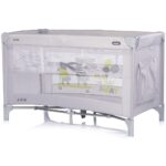 Patut pliabil pentru copii Chipolino Ariel Platinum 120x60 cm, doua nivele, intrare laterala cu fermoar, geanta pentru transport