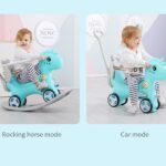 Balansoar 3 in 1 Nichiduta Garden Happy Unicorn Bordeaux Red, transformabil in vehicul fara pedale cu maner parental,roti EVA,centuri de siguranta,jucarie muzicala,spatar si bara de siguranta detasabile