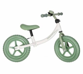 Bicicleta fara pedale pentru copii Trike Fix Balance green, cadru otel, cu sonerie, saua ergonomica, sezutul si ghidonul reglabile, roti din spuma EVA, sarcina maxima 30 kg