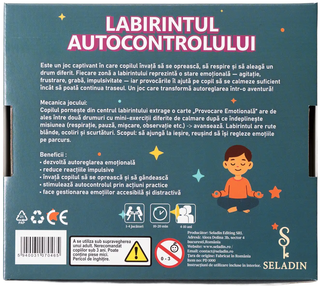 Joc educativ - Labirintul autocontrolului | Seladin