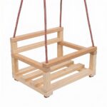 Leagan copii cu spatar din lemn Klemmys Collection Natur 40x30 cm,franghii reglabile