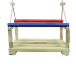 Leagan din lemn pentru copii Klemys Collection Color 36x26 cm cu franghii reglabile,bara de protectie,utilizare interiorexterior