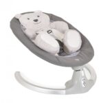 Leagan electric pentru copii Moni Ari Bear Gri cu telecomanda,conectare la priza sau baterii,5 viteze,12 melodii,pernuta reductor cu design ursulet inclusa